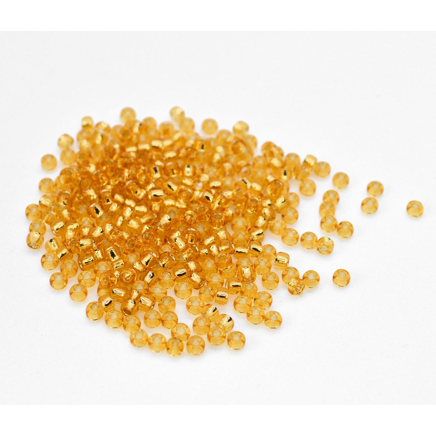 Toho Glass Seed Beads, 8/0 3mm, #22 Light Topaz Gold, Silver Lined, 7gm approx 330 beads, 1mm hole