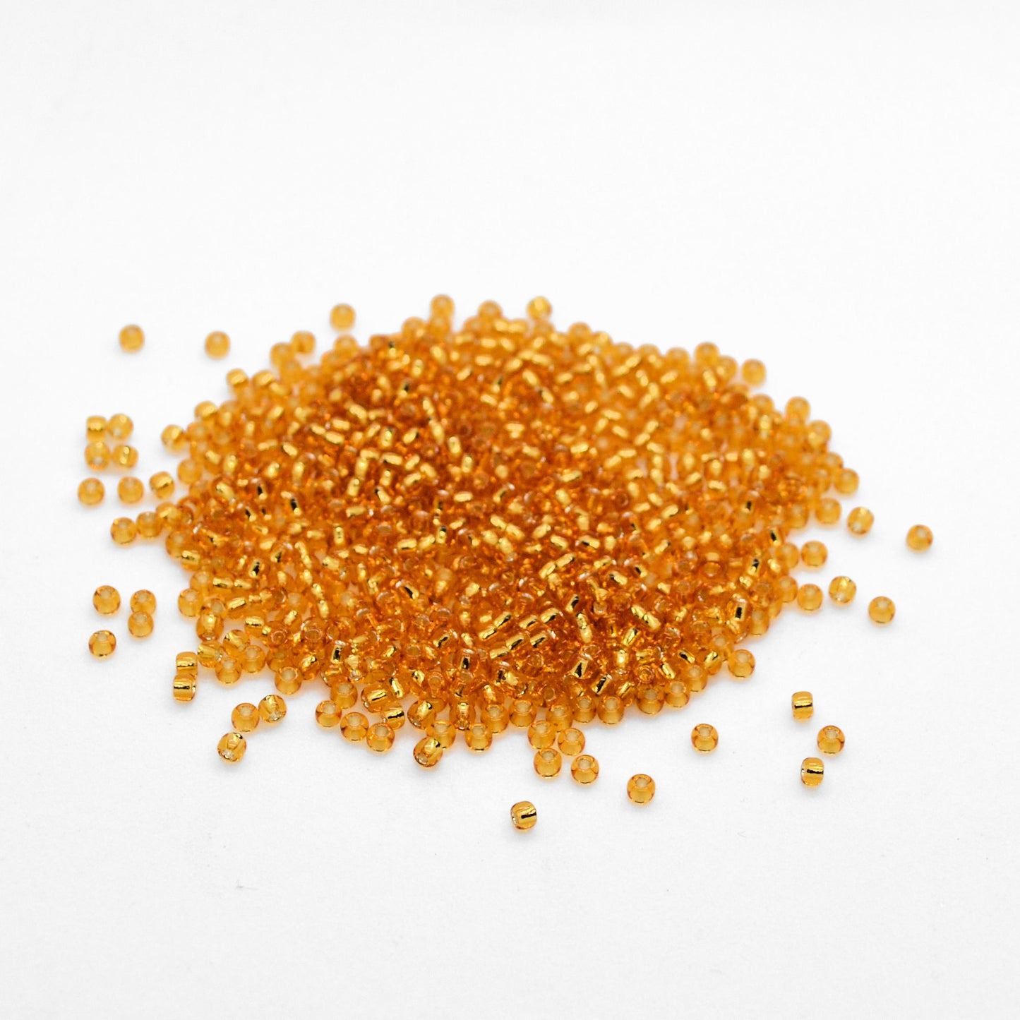 Toho Glass Seed Beads, 11/0 2.2mm, #22 Light Topaz Gold, Silver Lined, 7gm approx 730 beads, 0.7mm hole