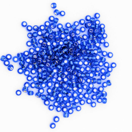 Toho Glass Seed Beads, 8/0 3mm, #35 Sapphire Blue, Silver Lined, 7gm approx 330 beads, 1mm hole