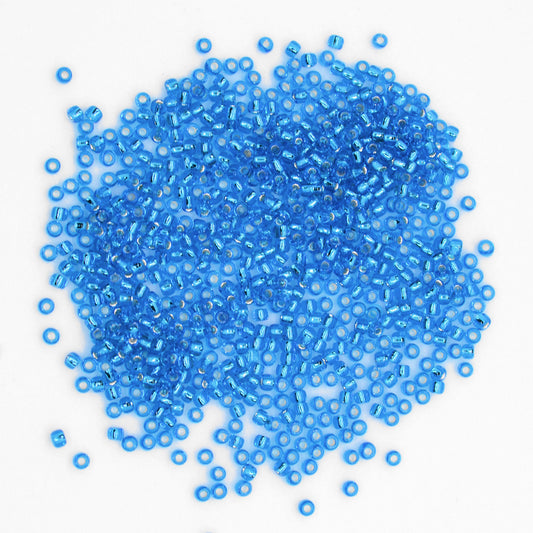 Toho Glass Seed Beads, 11/0 2.2mm, #23C Aquamarine Silver Lined, 7gm approx 730 beads, 0.7mm hole