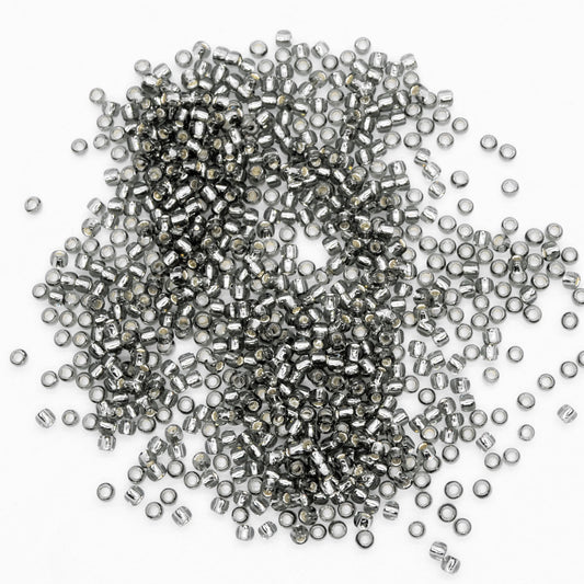 Toho Glass Seed Beads, 11/0 2.2mm, #29B Dark Silver Grey, Silver Lined, 7gm approx 730 beads, 0.7mm hole