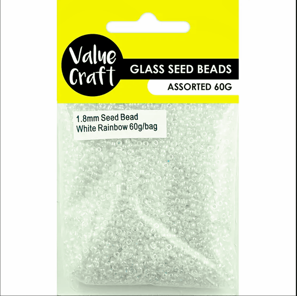 White Rainbow Iridescent Glass Seed Beads, 12/0 1.8mm, Large pack of 60gm, Jewellery Making, Beading, Craft