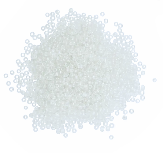 White Rainbow Iridescent Glass Seed Beads, 12/0 1.8mm, Large pack of 60gm, Jewellery Making, Beading, Craft