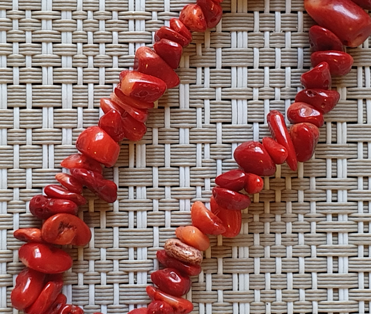 Natural Red Coral , Strung Beads, Semiprecious, 50cm Jewellery Making, Craft, Genuine