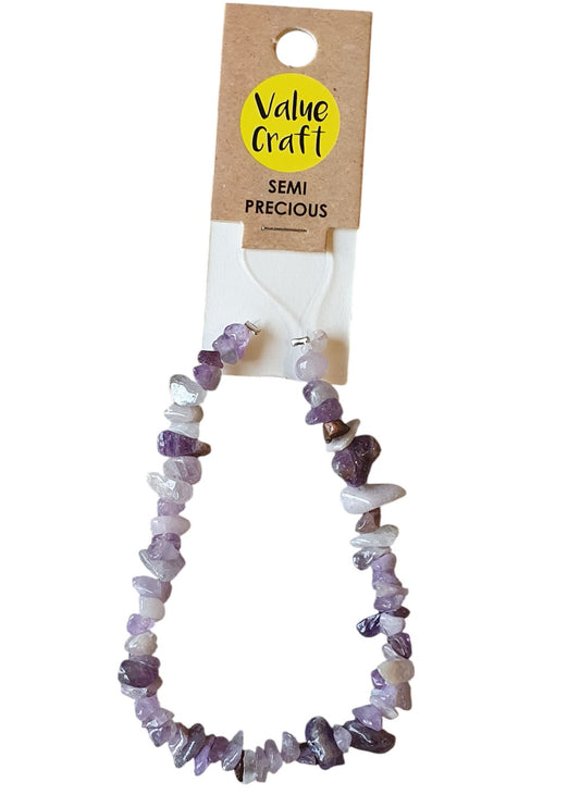 Amethyst Chips Beads, Strung 20cm, chips, Semiprecious stones, Jewellery Craft