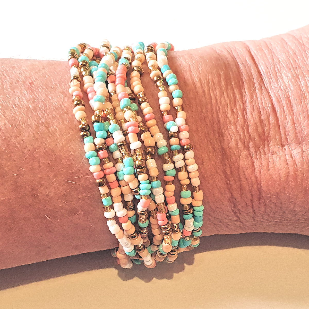 Seed Bead Bracelets, Stretch, Multi Pack of 5 or 10, Ready to Wear - Colour: Confetti Handmade jewellery