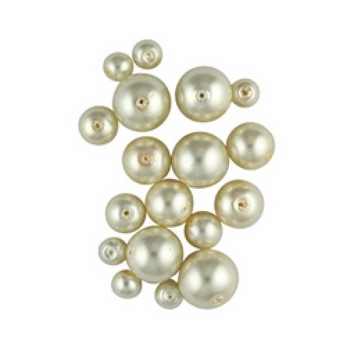 Glass Beads Pearl Ivory Cream Mix Round Pack of 49 range 4mm to 10mm Jewellery Craft