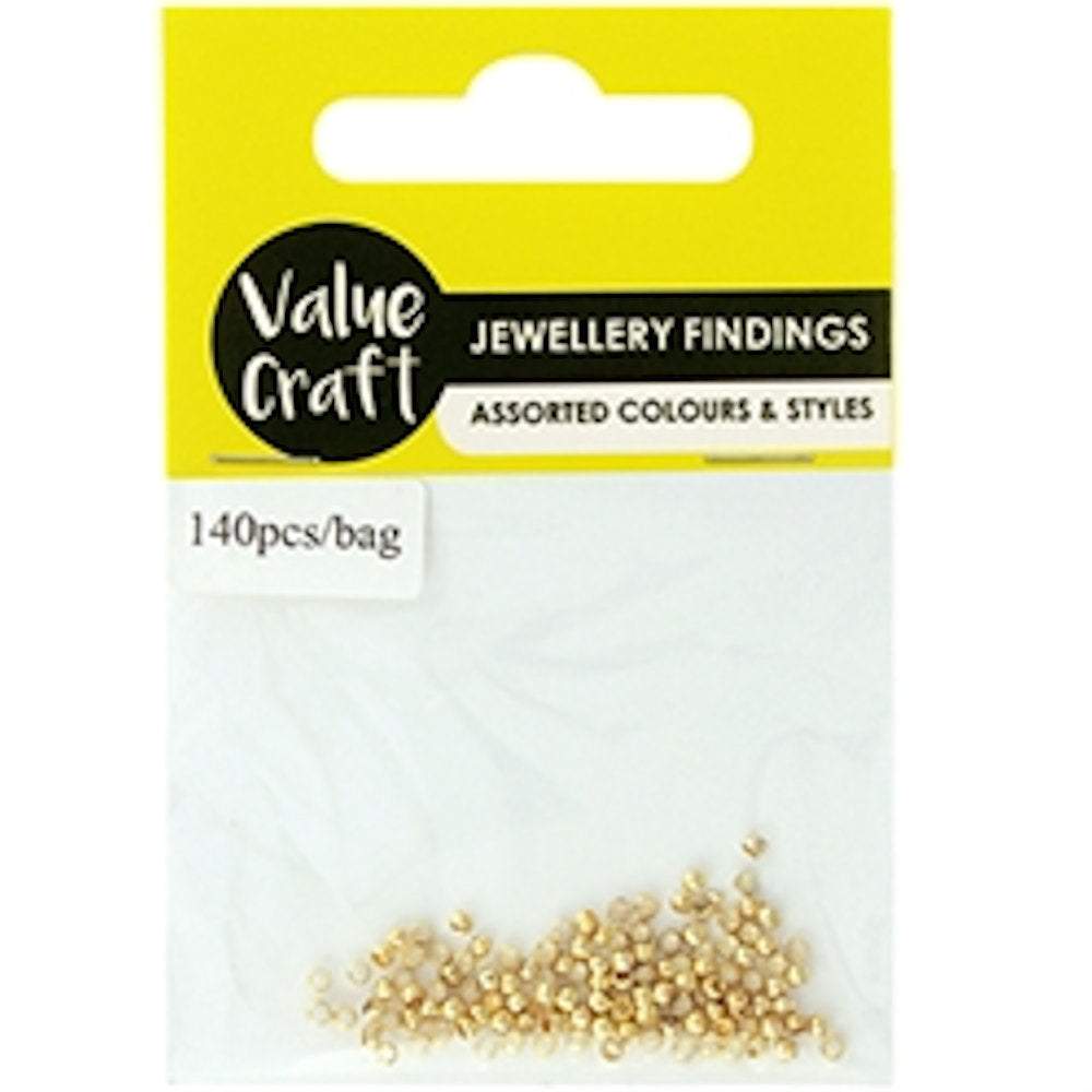 Crimp Beads, Round, Gold, 2mm Pack of 140, Jewellery Making, Craft, Jewellery Findings