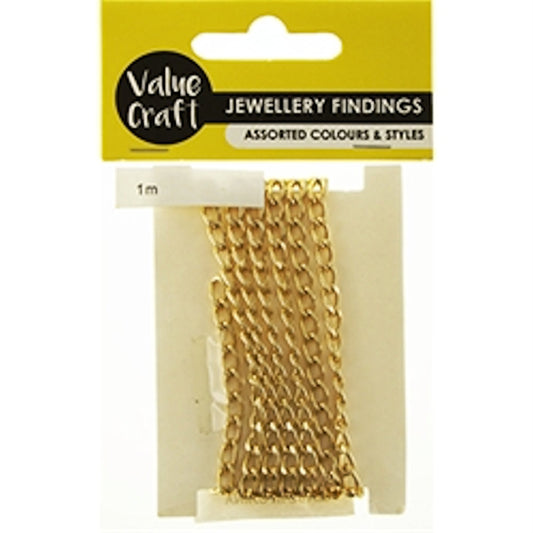 Chain Oval Link GOLD 5mm wide x 1m long Jewellery Making Craft