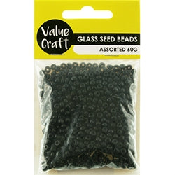 Black Glass Seed Beads, 3.6mm size 6/0, 60g Jewellery Craft beading