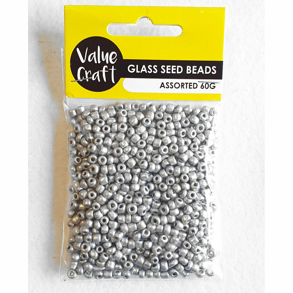Silver Seed Beads Glass, 3.6mm size 6/0, Metallic Silver, pack of 60g, Jewellery making, beading, Craft