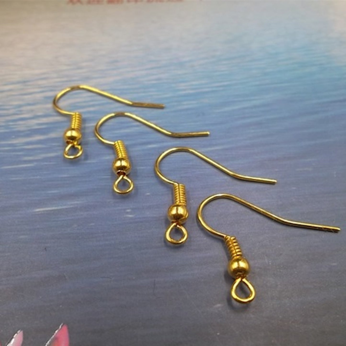 Earring Hooks Gold Plated Jewellery findings bead & coil 18 x 19mm, 100x pack French shepherd ear wire hooks