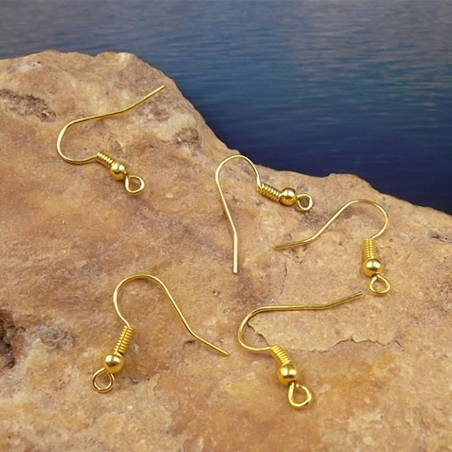 Earring Hooks Gold Plated Jewellery findings bead & coil 18 x 19mm, 100x pack French shepherd ear wire hooks