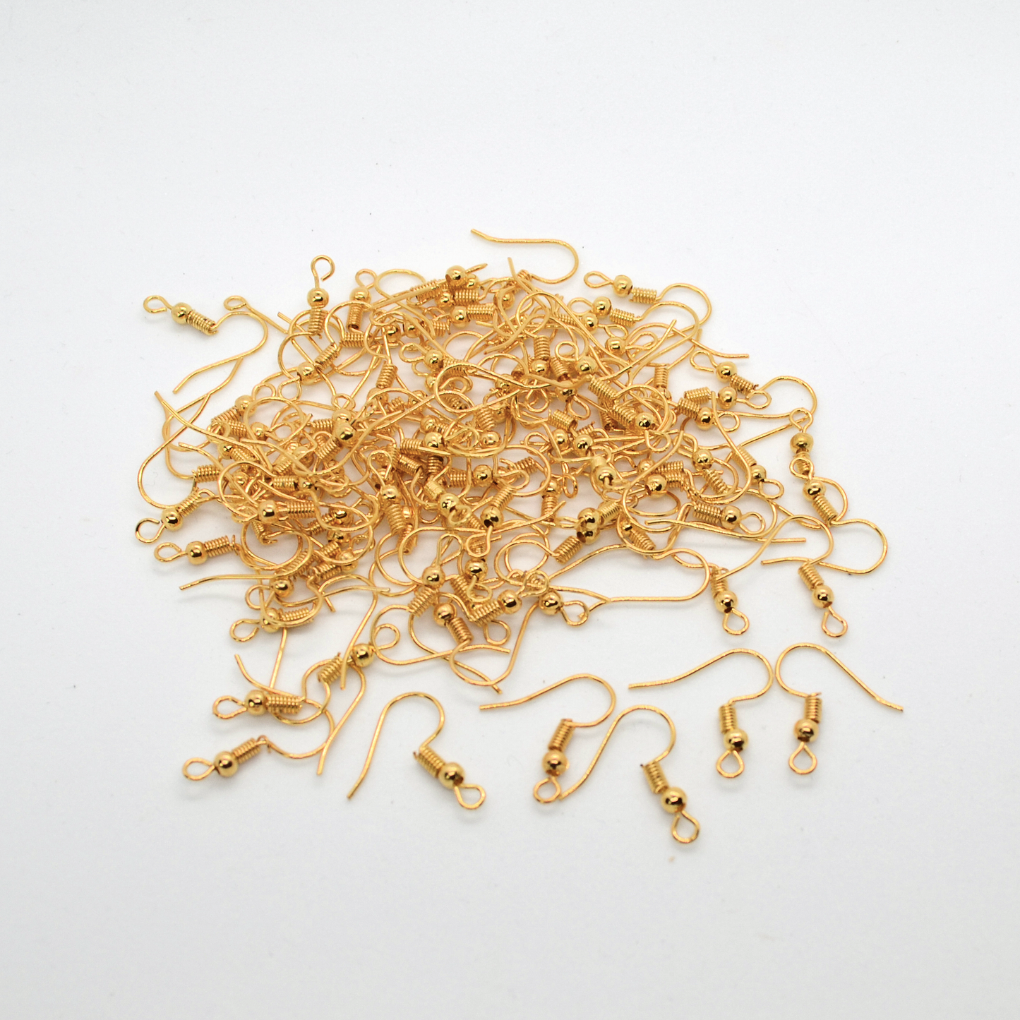 Earring Hooks Gold Plated Jewellery findings bead & coil 18 x 19mm, 100x pack French shepherd ear wire hooks