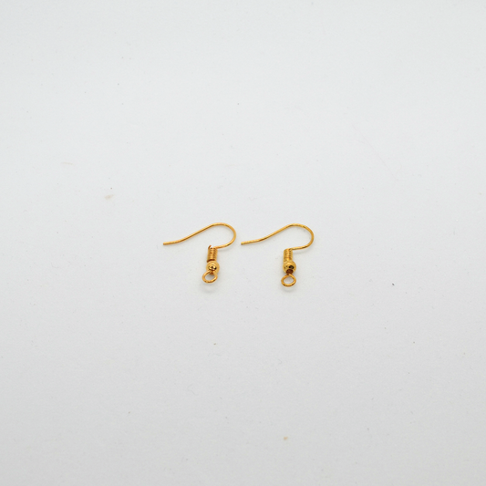 Earring Hooks Gold Plated Jewellery findings bead & coil 18 x 19mm, 100x pack French shepherd ear wire hooks