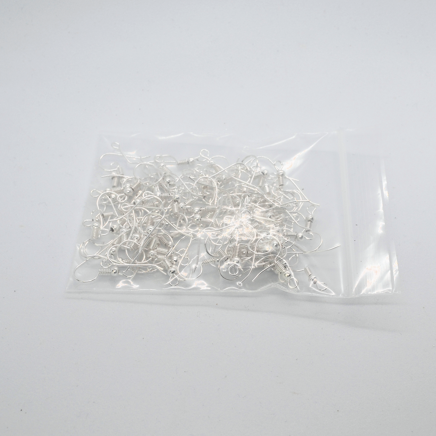 Earring Hooks Silver Plated Jewellery findings bead & coil 18 x 15mm, 50x pack French shepherd ear wire hooks