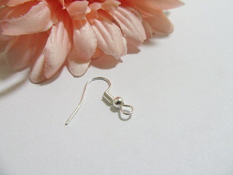 Earring Hooks Silver Plated Jewellery findings bead & coil 18 x 15mm, 50x pack French shepherd ear wire hooks