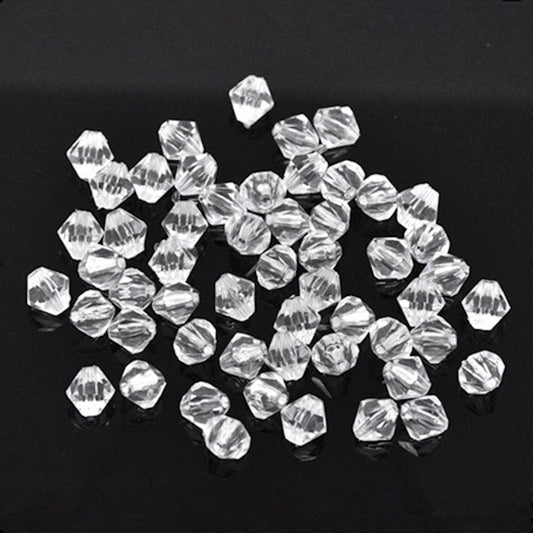 Bicone Acrylic Clear Beads, Faceted, 6mm 1.5mm hole, Pack of 200x Jewellery Craft