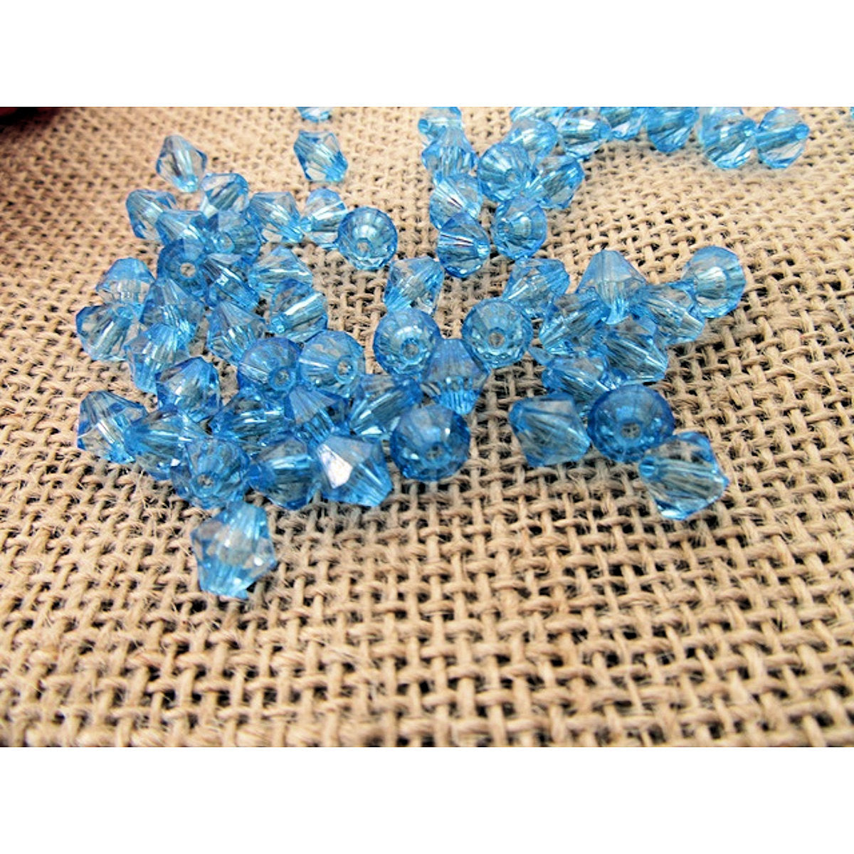 Blue Bicone Acrylic Beads Faceted 8mm, 1.5mm hole, 100x Jewellery making, Crafting