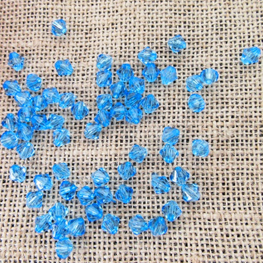 Blue Bicone Acrylic Beads Faceted 8mm, 1.5mm hole, 100x Jewellery making, Crafting