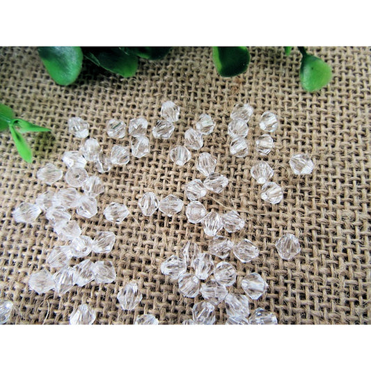 Bicone Beads Clear 6mm Acrylic Faceted 1mm hole Pack of 100x Jewellery Craft