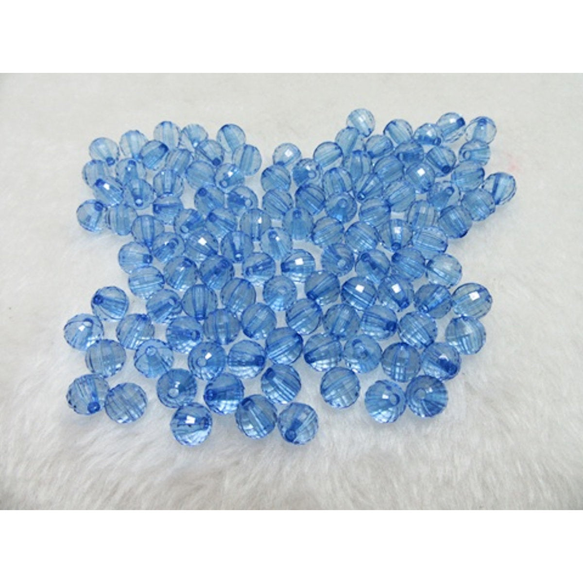Round 8mm Beads Light Blue Acrylic Faceted 50x Jewellery Making