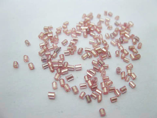 Glass Bugle Tube Beads, Dusty Pink, 2-3mm long, 40gm approx 2700 beads, beading, jewellery making
