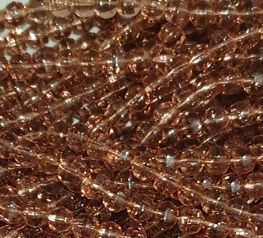 Glass Beads Round Light Brown (Pinkish) Faceted beads 6mm Approx 60x