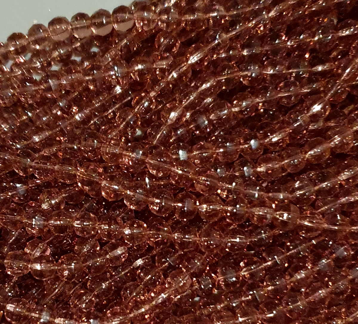 Glass Beads Round Light Brown (Pinkish) Faceted beads 6mm Approx 60x