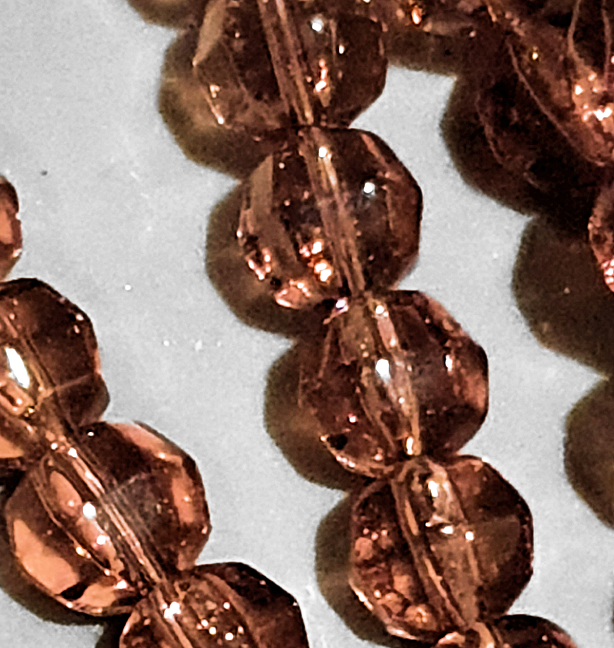 Glass Beads Round Light Brown (Pinkish) Faceted beads 6mm Approx 60x