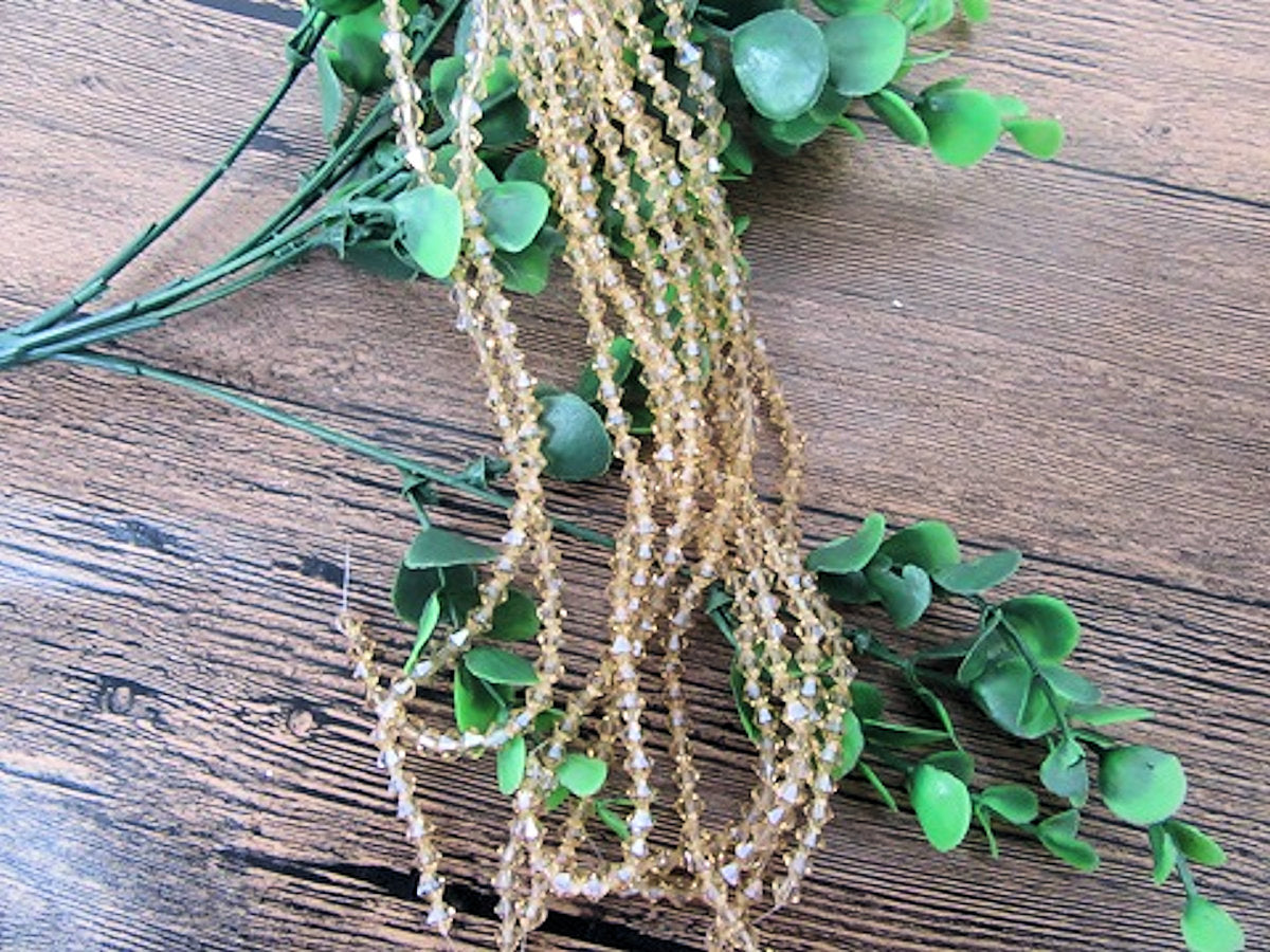 Bicone Beads, 5mm Crystal, Champagne Faceted Strand approx 60X 1mm hole Jewellery