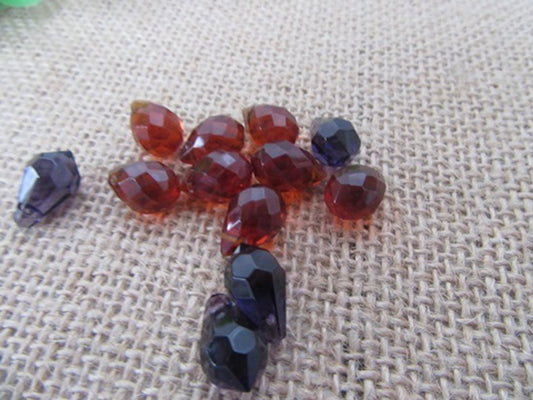 Teardrop Shape, Red Glass Beads, Faceted, Pendants 14mm x 9mm - RED PACK OF 10X, Jewellery Making