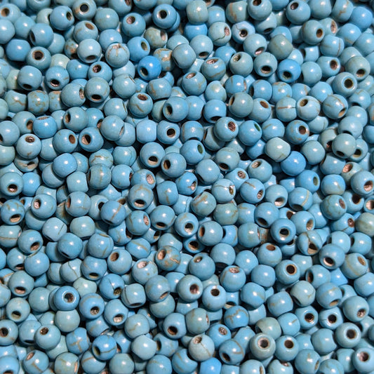 Turquoise Seed Beads, Round Opaque, 3mm with 1mm hole, 40g, wooden, Jewellery Making, Beading