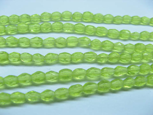 Glass Beads Lime Green Faceted 6mm x 4.2mm Strand approx 60X 1mm hole Jewellery