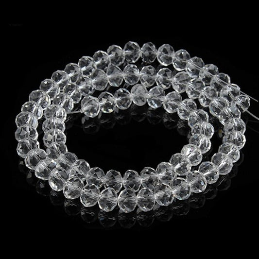 Crystal Crystal Beads, Rondelle Clear Faceted, 6mm, Strand approx 98X, with 1.0mm hole, Jewellery Making
