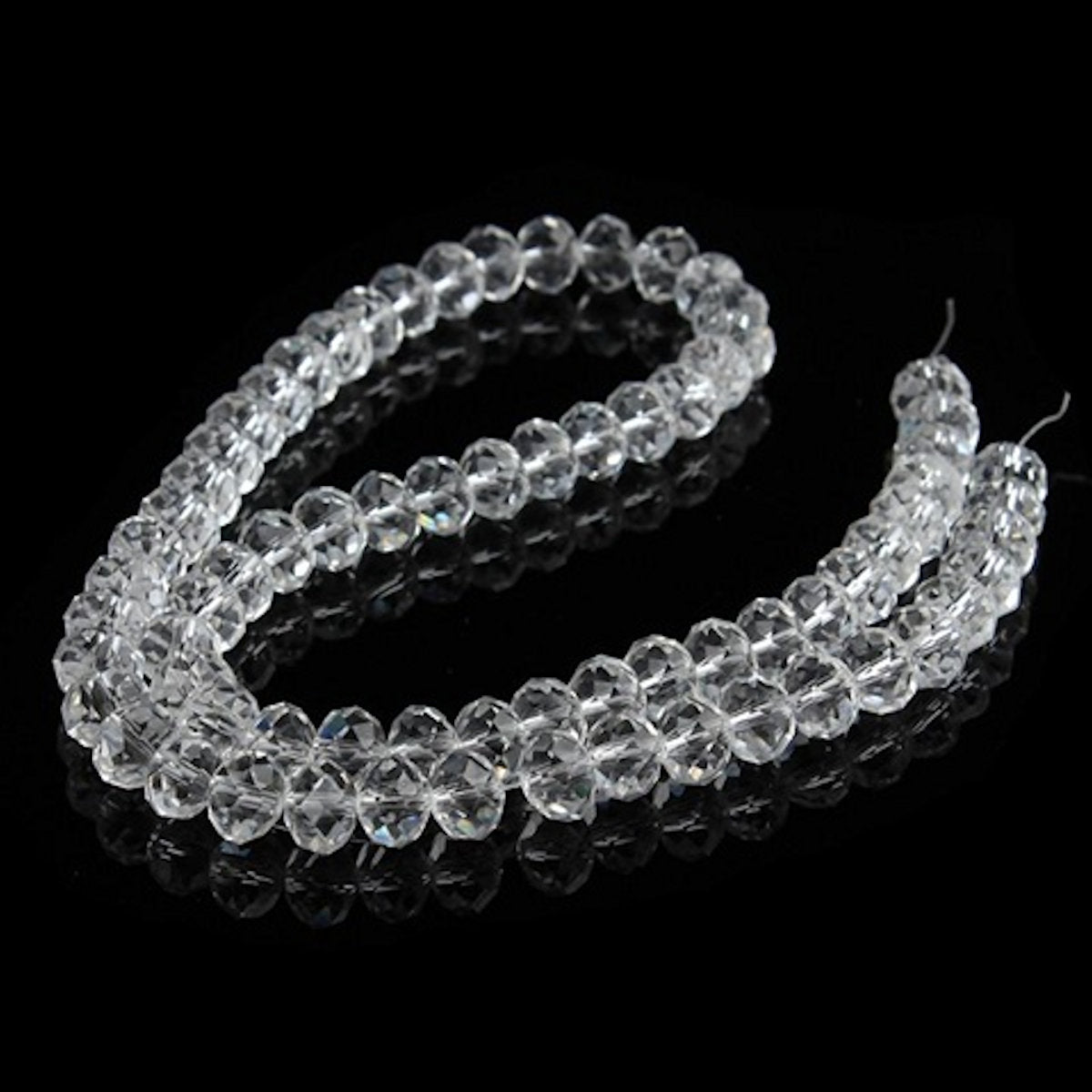 Crystal Crystal Beads, Rondelle Clear Faceted, 6mm, Strand approx 98X, with 1.0mm hole, Jewellery Making