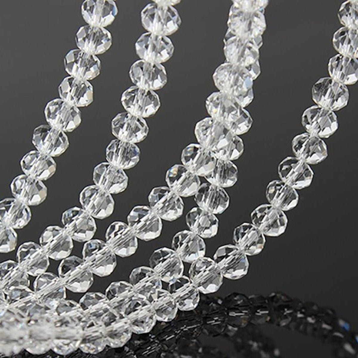 Crystal Crystal Beads, Rondelle Clear Faceted, 6mm, Strand approx 98X, with 1.0mm hole, Jewellery Making