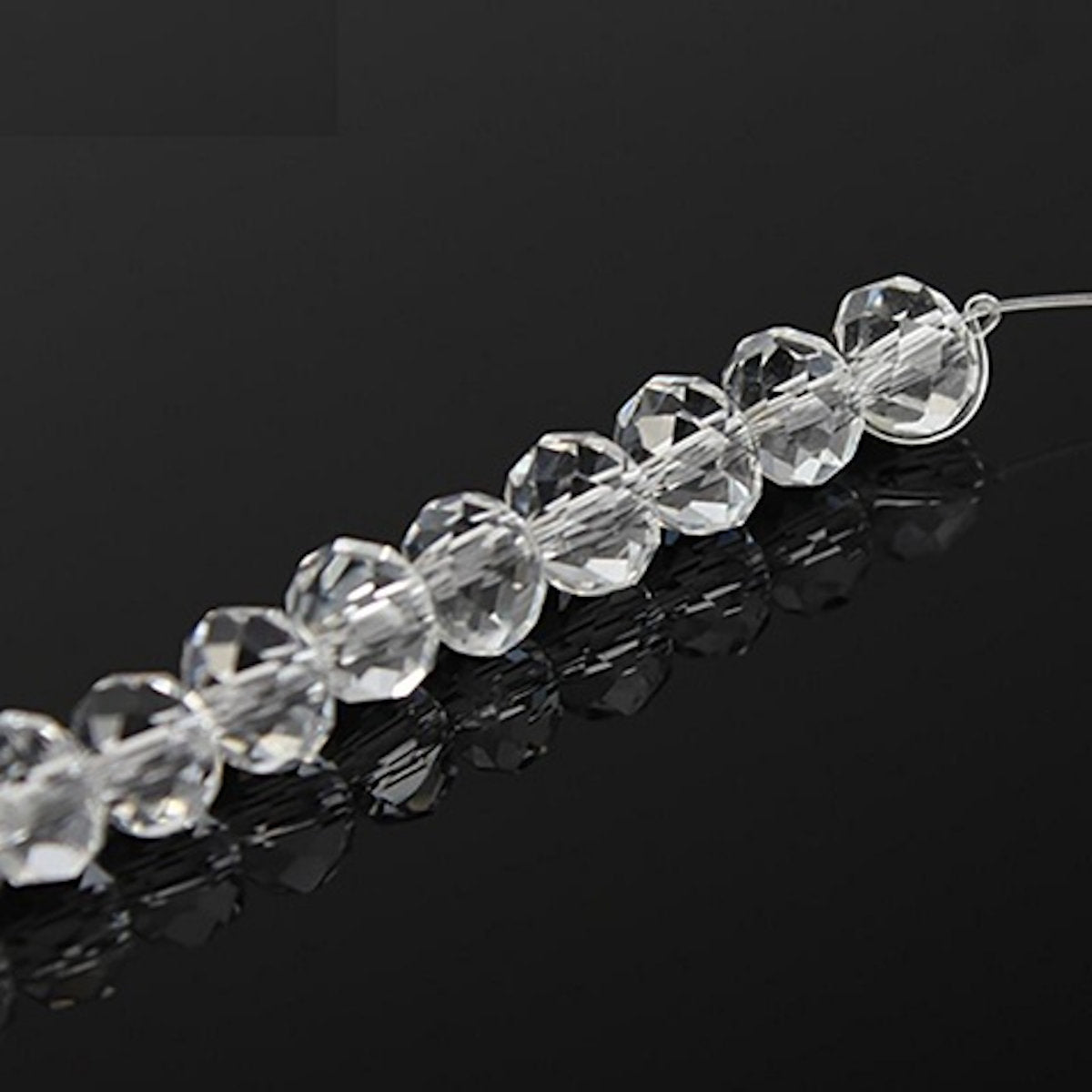 Crystal Crystal Beads, Rondelle Clear Faceted, 6mm, Strand approx 98X, with 1.0mm hole, Jewellery Making