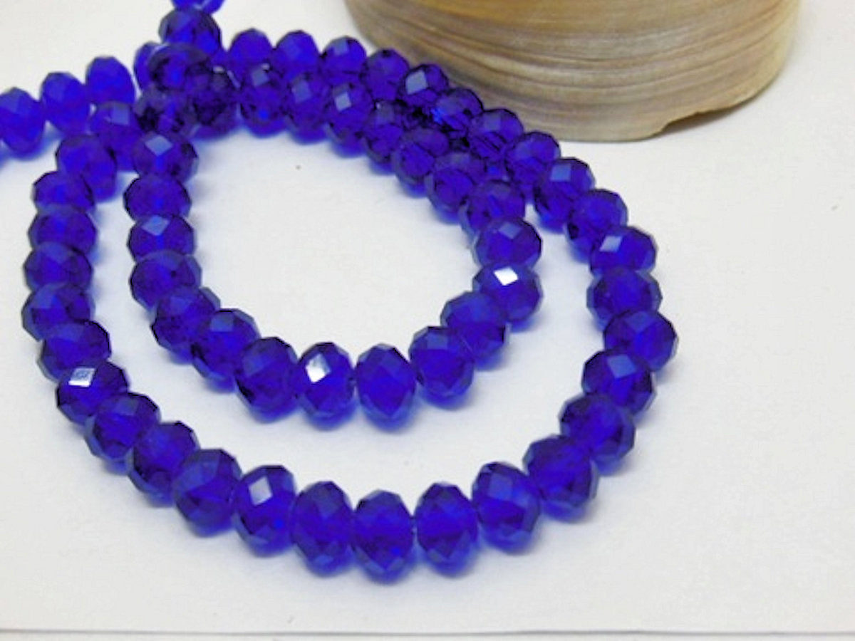 Crystal Beads Deep Blue Rondelle Faceted 6mm Strand approx 98X with 1mm hole Jewellery supplies