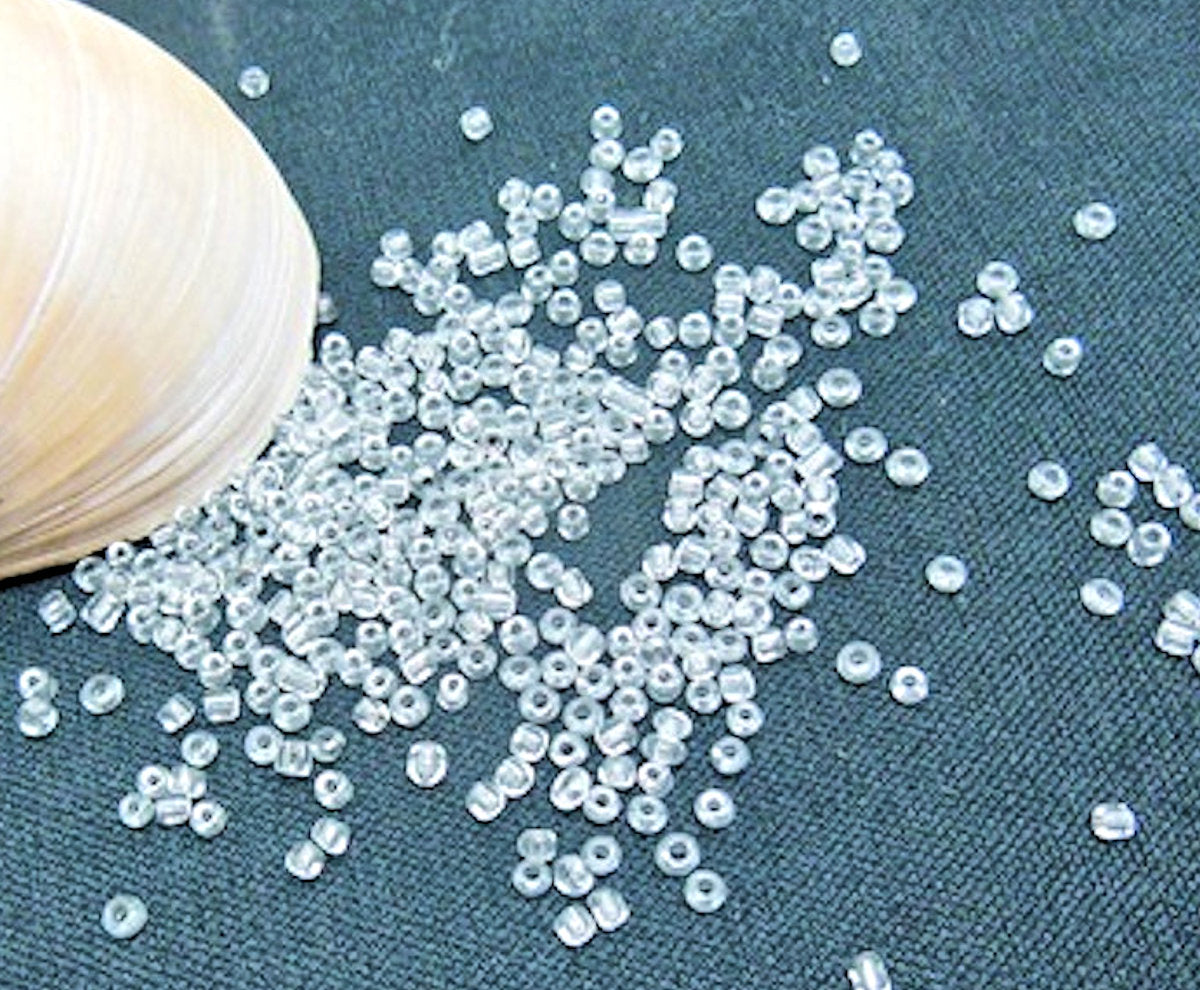 Clear Glass Seed Beads, 10/0, 2mm, bag of 40gm, approx 2700 beads, Beading, Jewellery Making, Craft