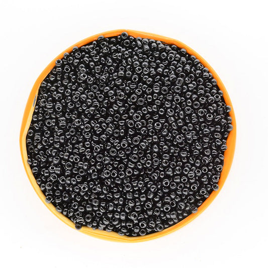 Glass Seed Beads Black Opaque Size 10/0 2mm, 40gm approx 3000 beads
