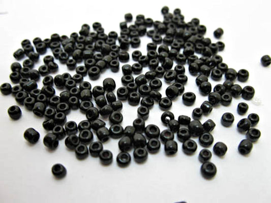 Glass Seed Beads, Black Opaque, Round, 3mm with 1mm hole, 40g, Jewellery making, beading, Craft