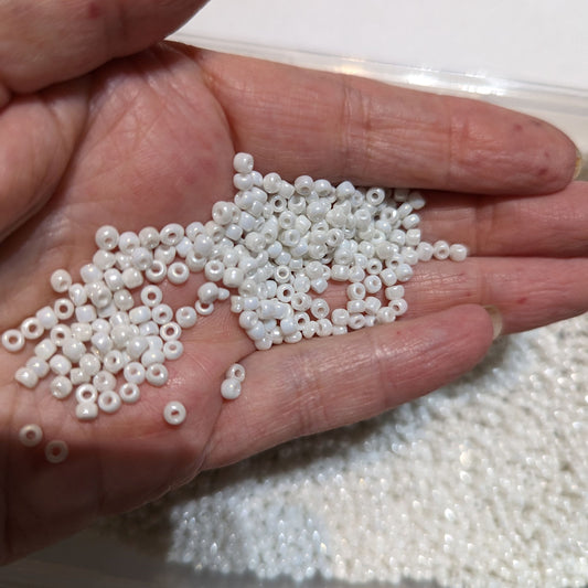 White Glass Seed Beads, Opaque, 3mm, bag of 40gm approx 1000 beads