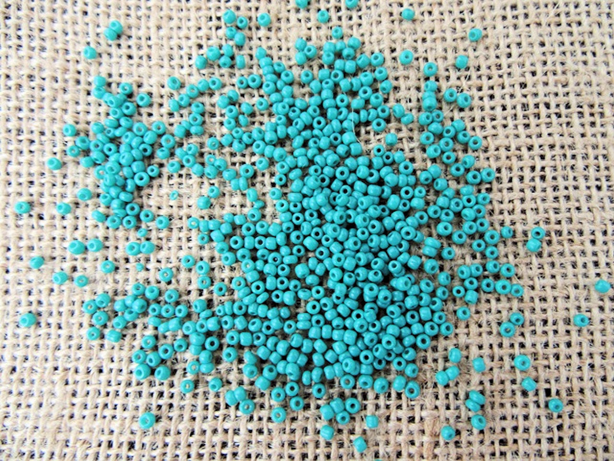Glass Seed Beads Turquoise Opaque 10/0 2mm bag of 40gm approx 2700 beads