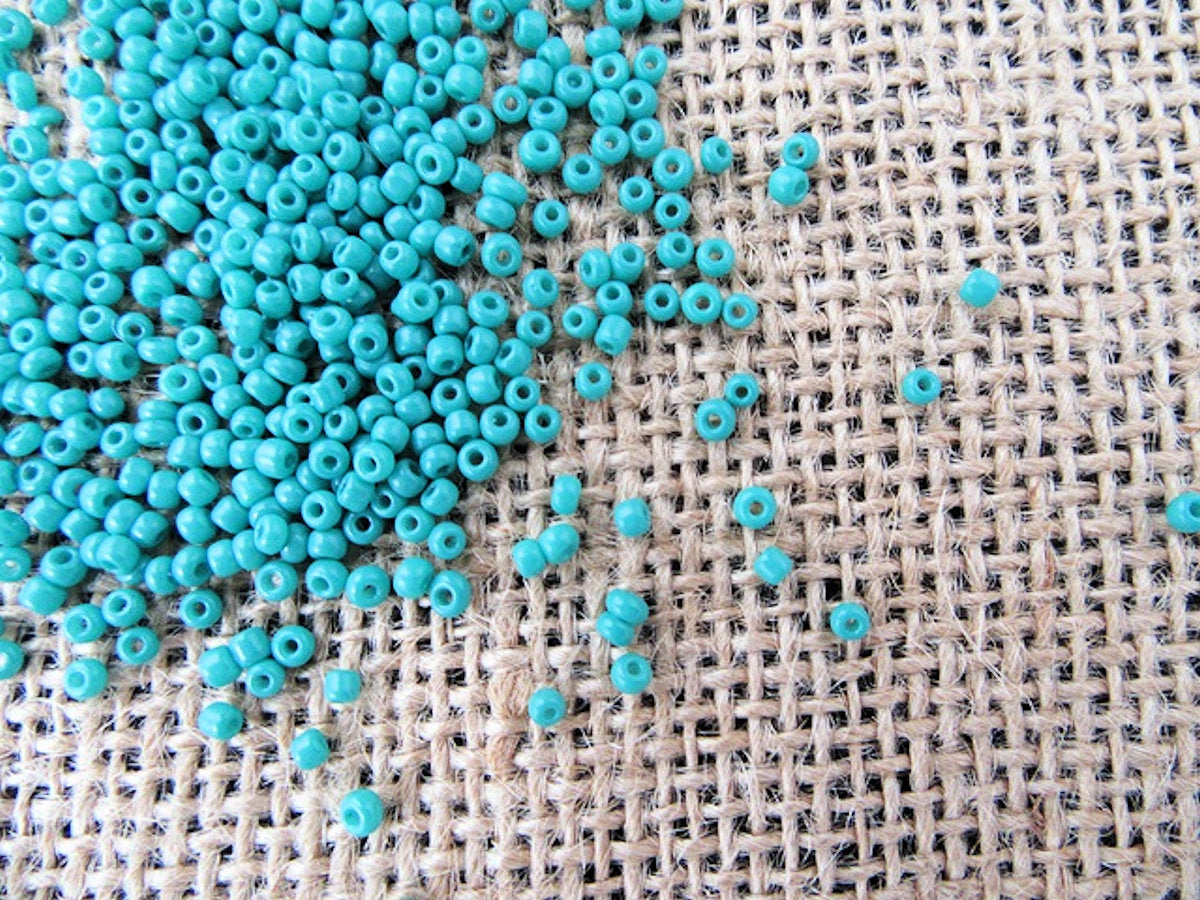 Glass Seed Beads Turquoise Opaque 10/0 2mm bag of 40gm approx 2700 beads