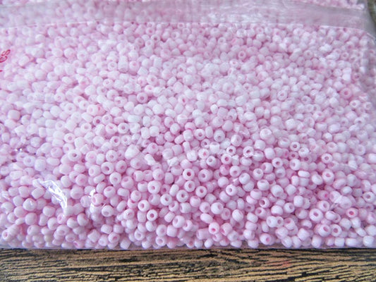 Glass Seed Beads, Pale Pink, Round, Opaque, 3mm with 1mm hole, 40g pack, Jewellery Craft Beading
