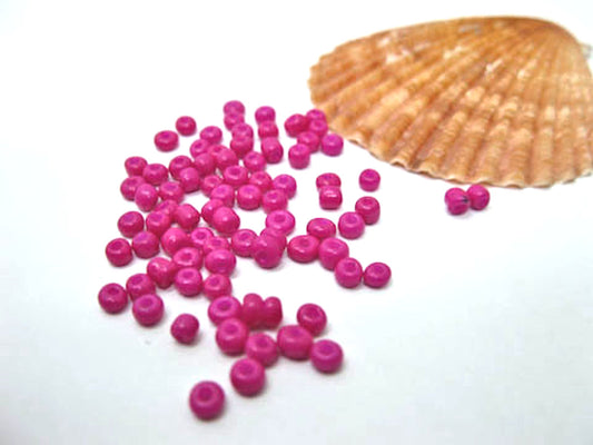 Hot Pink Glass Seed Beads, 3mm, Cerise pink, Round with 1mm hole, 40g, Jewellery Craft