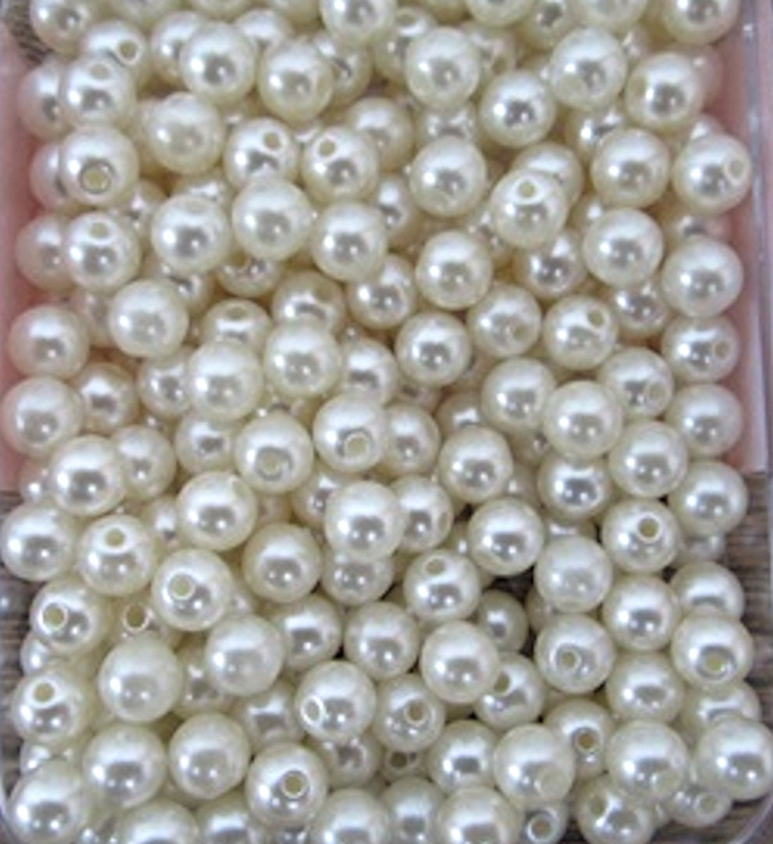 HALF HOLE 6mm Pearl Beads Warm Ivory Round Simulate Plastic 20gm 200x craft beads