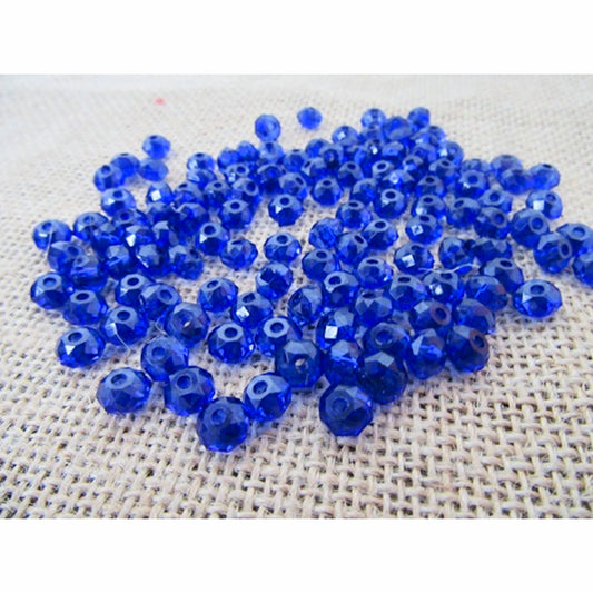 Blue Rondelle Barrel Beads, Acrylic Faceted, 6x8mm 2mm hole, 100x 21gm Jewellery Making