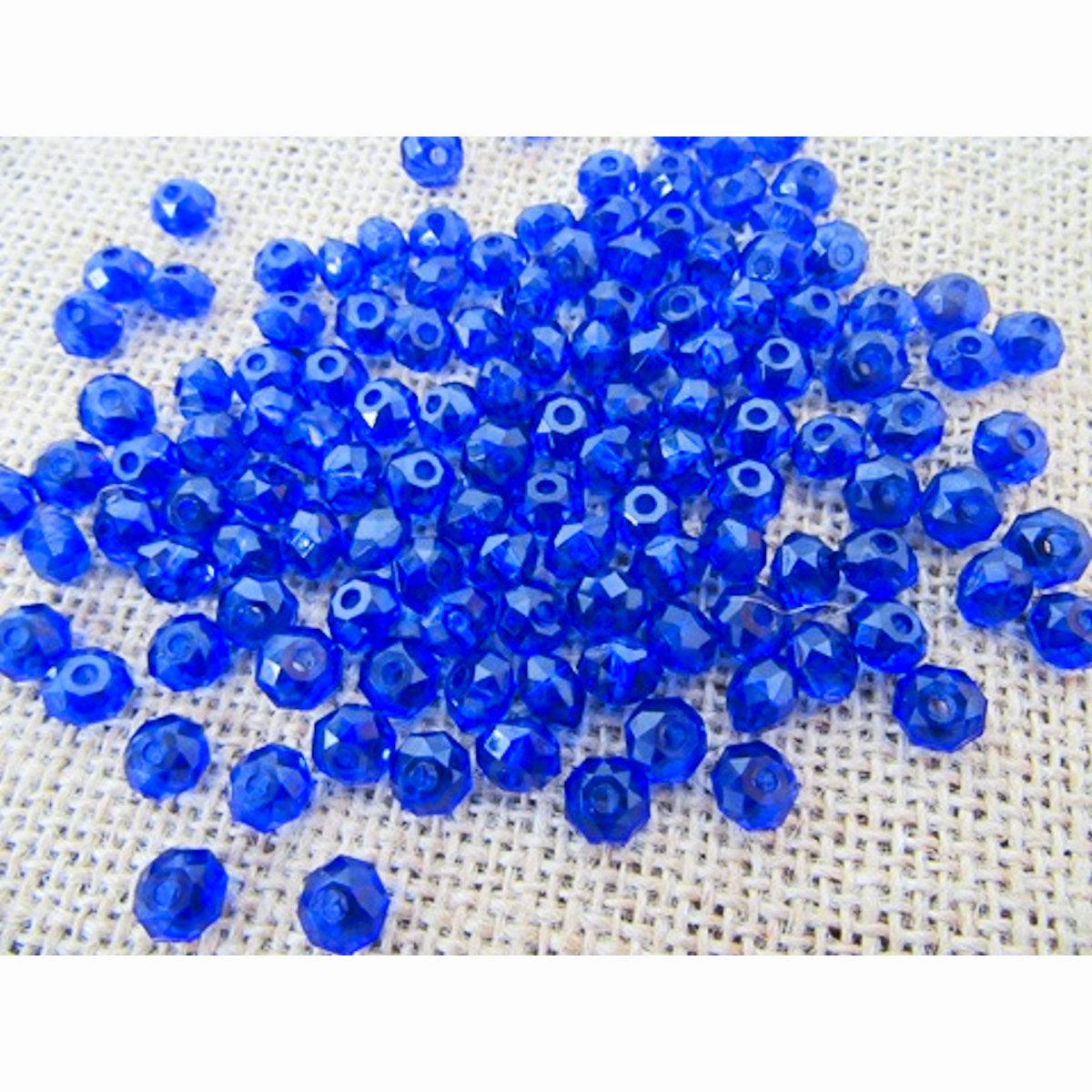 Blue Rondelle Barrel Beads, Acrylic Faceted, 6x8mm 2mm hole, 100x 21gm Jewellery Making